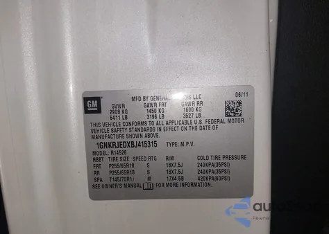 2011 Chevrolet Traverse 2Lt from USA, damaged, VIN 1GNKRJEDXBJ415315